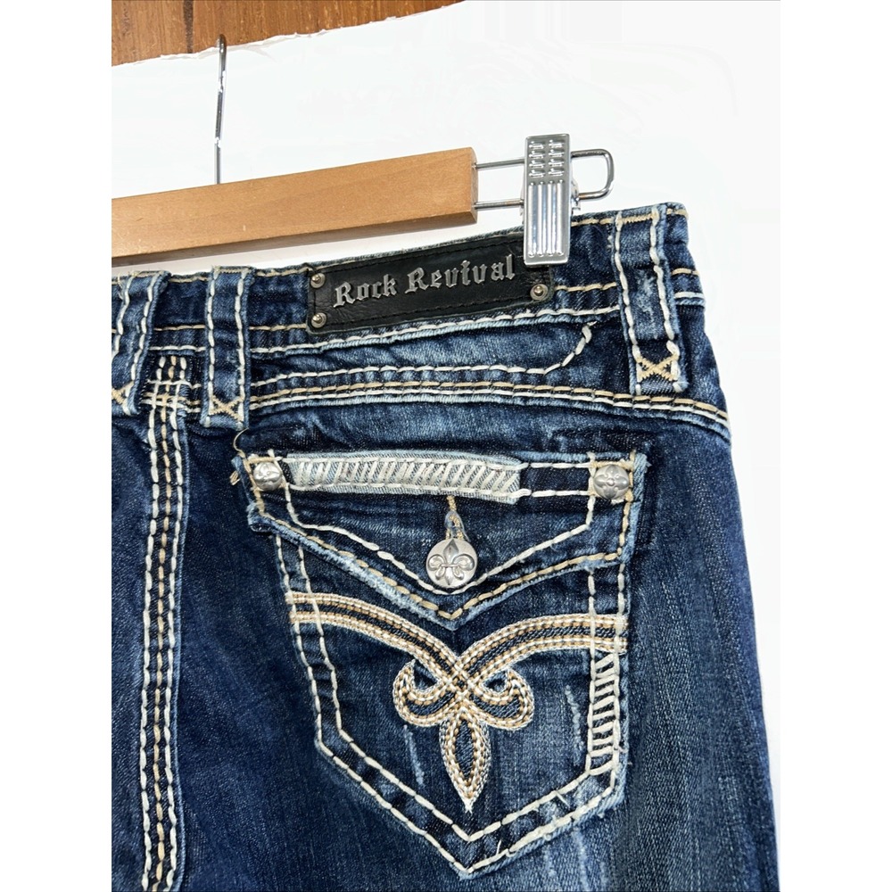 Women's Rock Revival Roza Easy Boot Jeans Stretch EC Sz 29 Flap Pockets